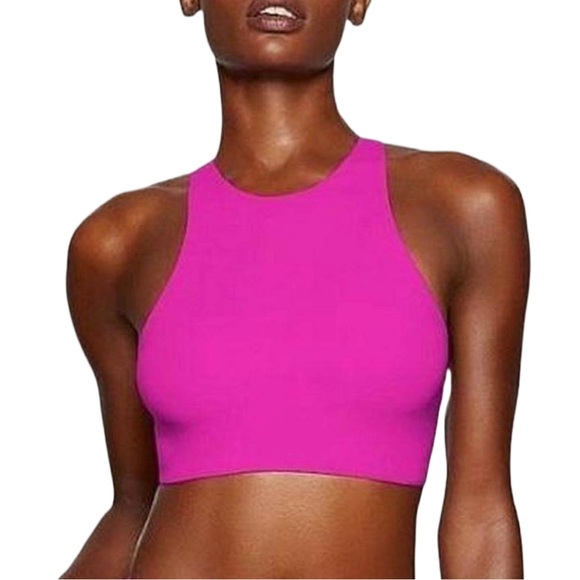 Skims Women's Pink High-Neck Crop Top - Picture 1 of 9